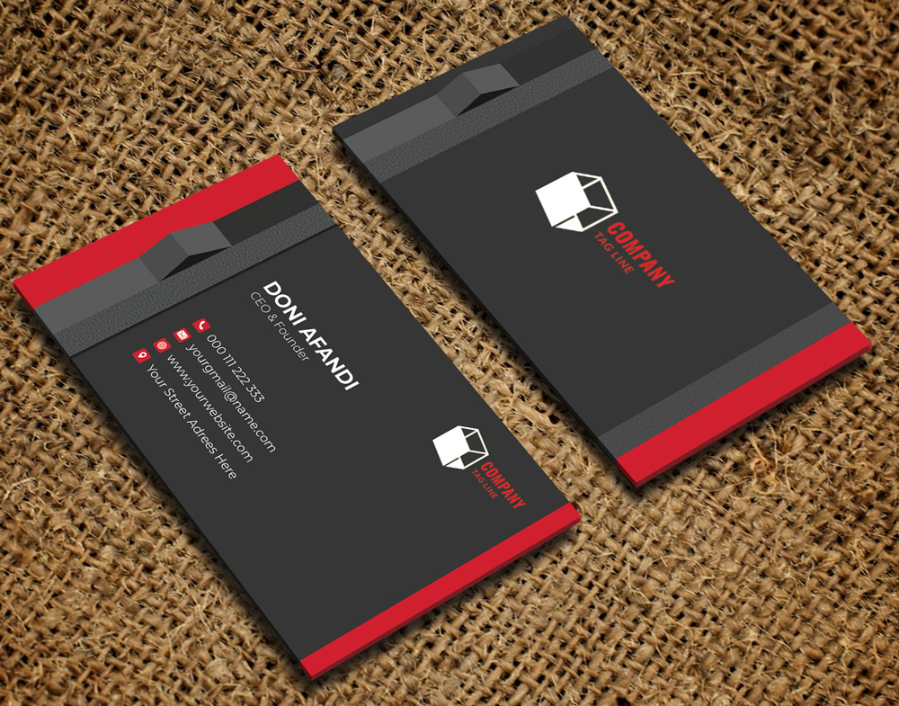 Business Card Red Black Seniman Koding, senimankoding.com, Doni Asrul Afandi