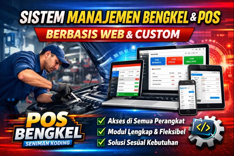 Masalah Bengkel Tanpa Sistem Manajemen dan POS, software bengkel, aplikasi bengkel, sistem manajemen bengkel, pos bengkel, aplikasi kasir bengkel, software kasir bengkel, manajemen bengkel online, aplikasi bengkel berbasis web, pos bengkel berbasis web, aplikasi bengkel custom, software bengkel custom, sistem bengkel terintegrasi, aplikasi stok sparepart bengkel, manajemen stok bengkel, laporan bengkel otomatis, aplikasi servis kendaraan, sistem kasir bengkel motor, sistem kasir bengkel mobil, aplikasi bengkel online semua perangkat, software bengkel beli putus, pos bengkel indonesia, aplikasi bengkel profesional, pos bengkel seniman koding, software bengkel seniman koding, Seniman Koding Blog