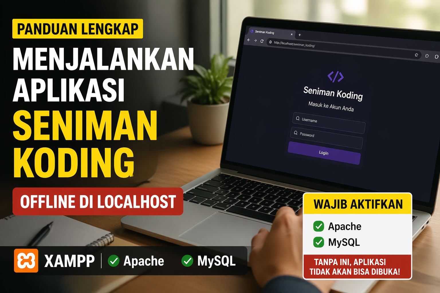 Panduan Menjalankan Aplikasi Seniman Koding Offline Wajib XAMPP Aktif, aplikasi seniman koding, cara menjalankan aplikasi localhost, cara menggunakan xampp, menjalankan apache dan mysql, tutorial xampp untuk pemula, aplikasi berbasis web offline, cara akses localhost di browser, menjalankan project di localhost, panduan instalasi xampp, cara start apache mysql xampp, aplikasi php di localhost, cara membuka aplikasi di localhost, server lokal xampp, tutorial menjalankan web offline, setup localhost xampp, cara menjalankan aplikasi web di komputer, panduan lengkap xampp, aplikasi offline berbasis web, cara menggunakan apache dan mysql, menjalankan aplikasi di localhost xampp
, Seniman Koding Blog